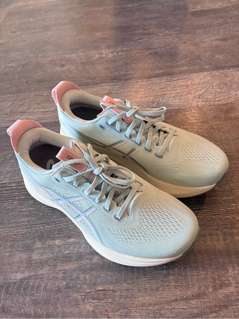 ASICS Mint Green and Pink Women's Running Sneakers worn once!
